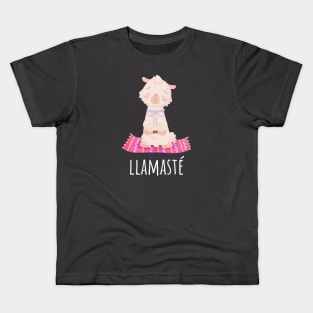 Llamasté Yoga Cute Llama Namaste Kids T-Shirt